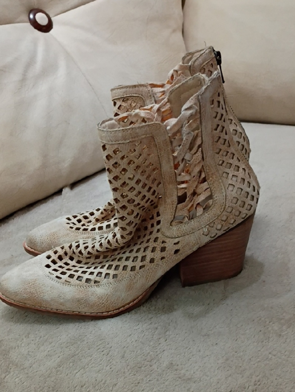 Coconuts by Matisse Cream Laser-Cut Ankle Booties - Picture 3 of 10